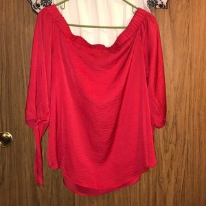 Red off the shoulder blouse